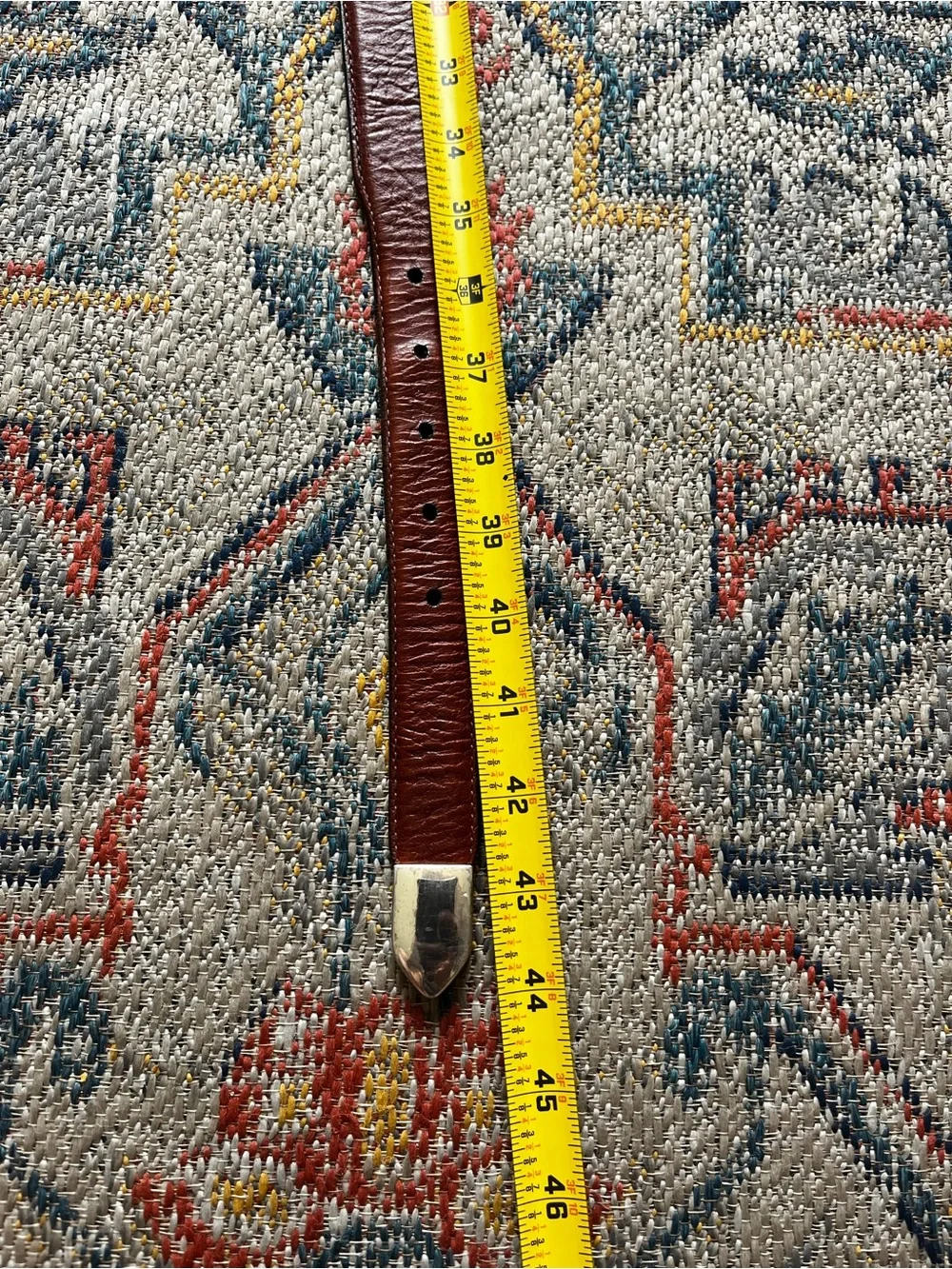 Orvis Chestnut Brown Leather Belt with Silver-Tone Hardware Size 38 Western